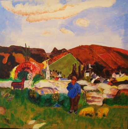 Naar Paul Gauguin, Bretons landschap met varkenshoeder